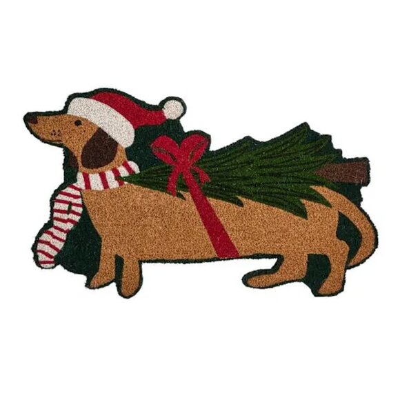 Christmas Dashing DACHSHUND DOG Coir Quality Doormat NEW - Picture 1 of 4